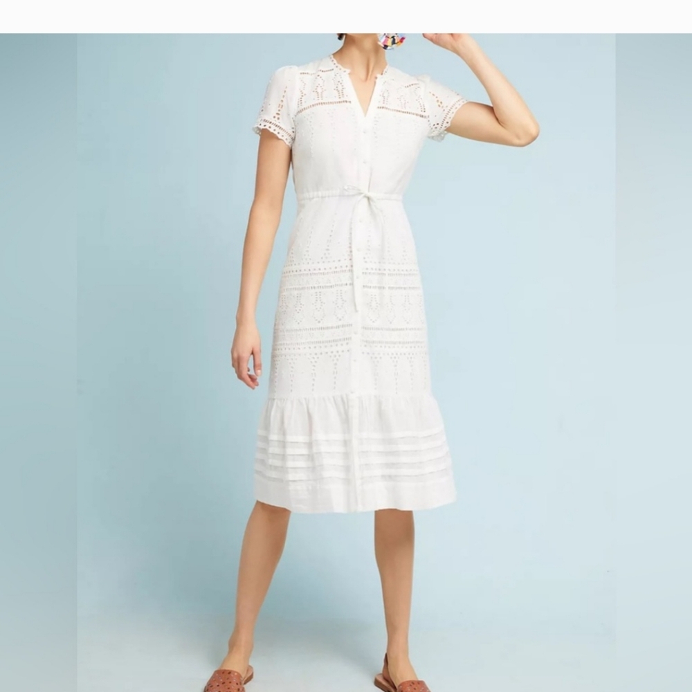 Anthropologie White Midi Dress